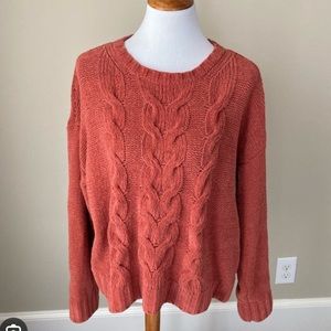 American Eagle Rust Cable Knit Sweater